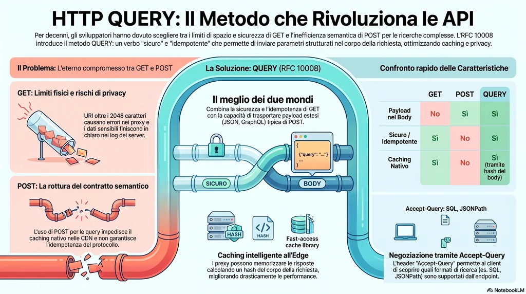 Infografica - HTTP QUERY: il metodo che mancava tra GET e POST
