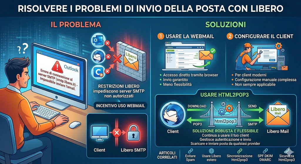 Risolvere i problemi di invio della posta con Libero